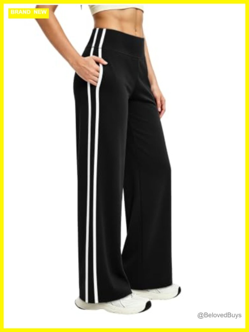 Women's High Waist Wide Leg Track Pants Pockets Loose Stretch Casual
